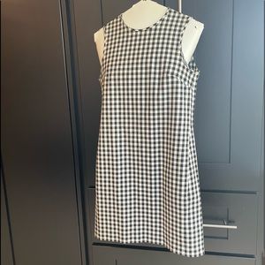 Theory -Iconic “ADRAYA” stretch cotton Black White check short shift dress SZ 2